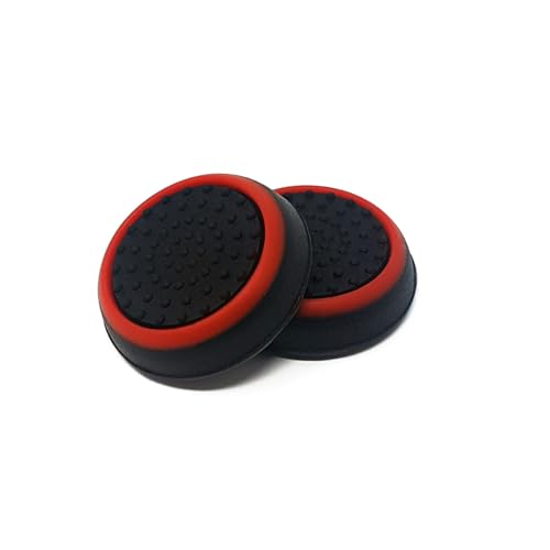 1 PAIR of Thumb Grips for Nintendo Switch (2pcs) (Black w/Red Ring)