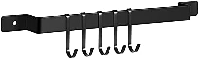 SmartHom Kitchen Rail Utensil Rack With 5 Hooks, Black Hanging Utensils Holder for Pots and Pans, Kitchen Utensils Hanger 13.7 * 2.5 INCH