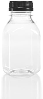 (12) 8 oz. Clear Food Grade Plastic Juice Bottles With Cap (12/pack) (Black)