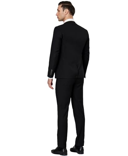 DEETRUST Men's 3 Piece Slim Fit Suit Set, 2 Button Blazer Jacket Vest Pants with Tie, Mens Suit for Party, Wedding & Business4