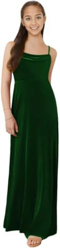 Spaghetti Straps Junior Bridesmaid Dresses Velvet Flower Girl Wedding Dress for Teen Girls