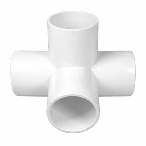 Image of DEHRAN UPVC 4-way Elbow 3 /4 inch inchi (25MM) Pipe Joint /Corner Heavy Duty UPVC Available for Greenhouse, Tent Connection,Furniture and Plumbing Projects White Color (1)