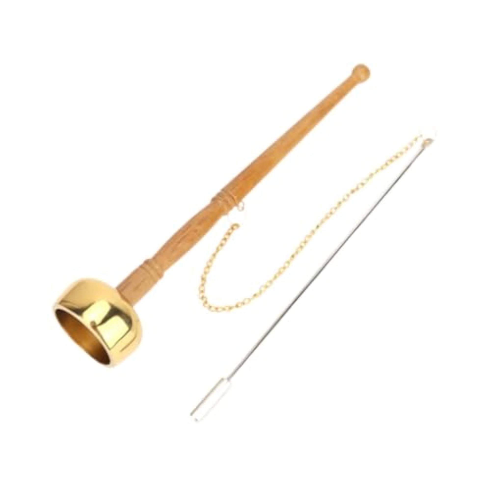 Meditation Prayer Bell with Wooden Handle, Brass Bell