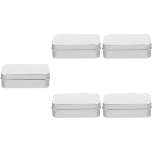 Beatifufu 5pcs Small Tins for Storage Aluminum Soap Boxes Lidded Cans Metal Rectangular Cans Refillable Aluminum Soap Holder