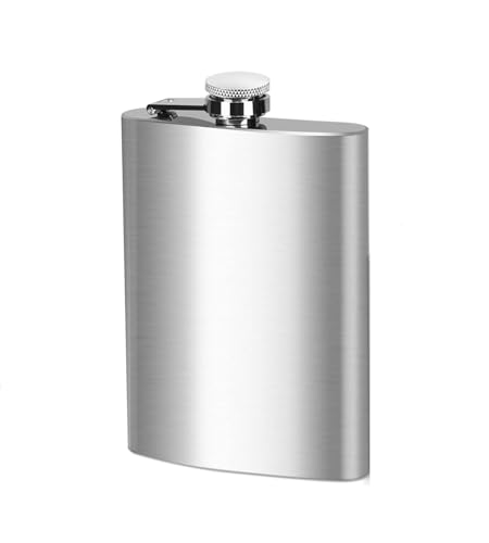 Image of Stainless Steel 8Oz Liquor Hip Flask and Wine Whiskey Vodka Alcohol Drinks Pocket Bottle for Men Women (236 Ml, Silver)