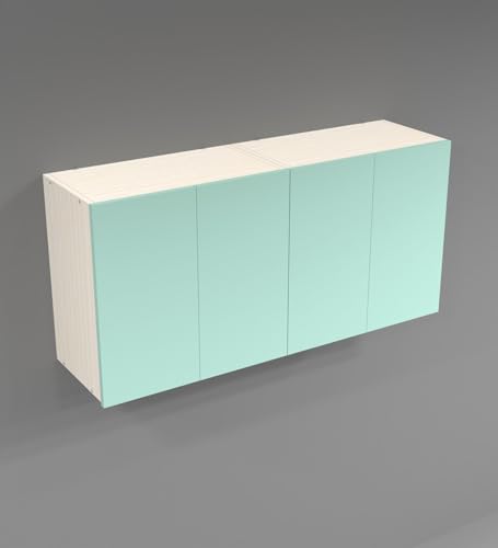 Image of SPECIALITY PANELS 4 Door Wall Cabinet with UV Profile Shutter | Wall Mounted Storage Cabinet for Kitchen Bathroom Living Room | Wooden Wall Cabinet Organizer Mint Finish DIY Assembly