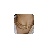 Dainty Layering Necklaces for Women, 18K Gold Plated Rope Chain Necklace Vintage Waterproof Anti Tarnish Choker Necklace Gold Layered Necklaces for Women (3PCS-Vintage 14'+2mm 16'+5mm 18'-White CZ)