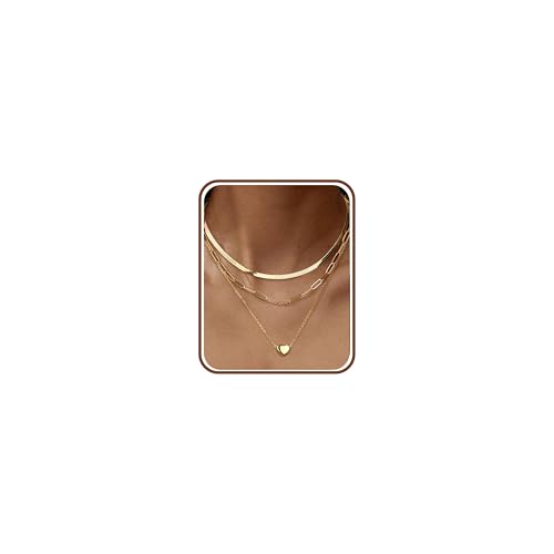 Adramata 3Pcs Collares Mujer Acero Inoxidable Collar Cadena Chapado en Oro de 14K Collares de Ajustables en Capas Apilables Collares Colgantes de Cruz/Moneda/Corazón Collar de Plata y Oro Mujer