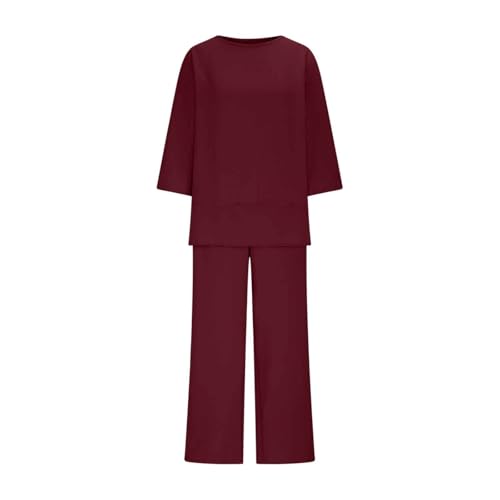 Tenue de plage chic ensemble loungewear en lin couleur vin - 6