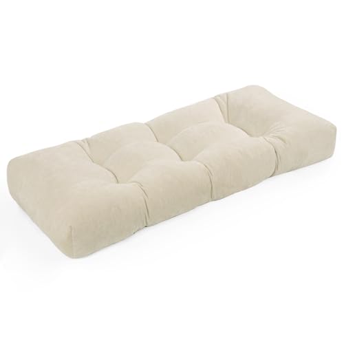 ROFIELTY Bench Cushion 36 Inch, Non-Slip Tufted Bench Cushion for Indoor Furniture for Bay Window, Entryway Bench, Piano Seat (Chenille-Beige, 36x14x4)
