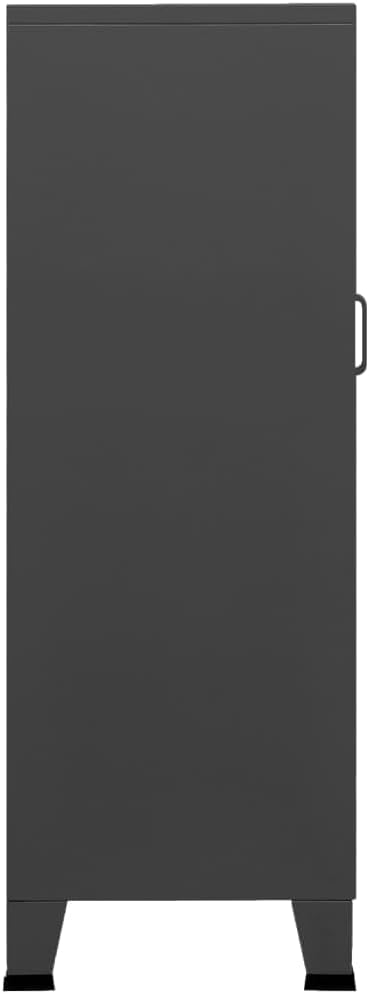 Anthracite Metal Storage Cabinet 27.6 x 15.7 x 45.3 in, Powder-Coated Steel Chest with Mesh Doors & Two Drawers, Compact for Living Room Bedroom Office
