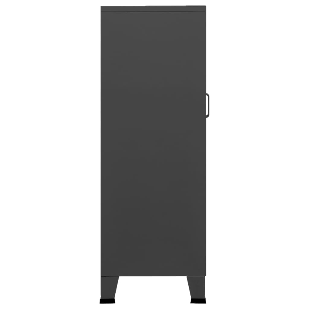 Armadio portaoggetti industriale antracite, 70 x 40 x 115 cm, in metallo, organizer con ante a griglia e cassetti, per soggiorno, camera da letto, corridoio, cameretta dei bambini