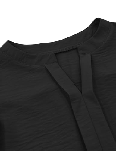 Image of Floral Find Girls Casual Ruffle Short Sleeve V Neck Textured Shirts Summer Dressy Tunic Top Blouses