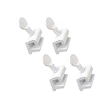 QCAA Single Small Sliding Window Security Lock, Aluminum, White Coated, 4 Pack, Made in Taiwan