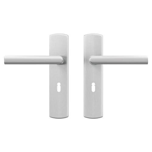 AXA Juego de herrajes para puerta interior Milán - Adorno de puerta con escudo - Con ojo de cerradura - Aluminio - SL55