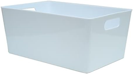 Accurate Plastic Studio Storage Baskets for Office,Bathroom,Bedroom,Home & Kitchen Tidy Organiser - Ice White (25.5 x 17 x 11cm) (1)