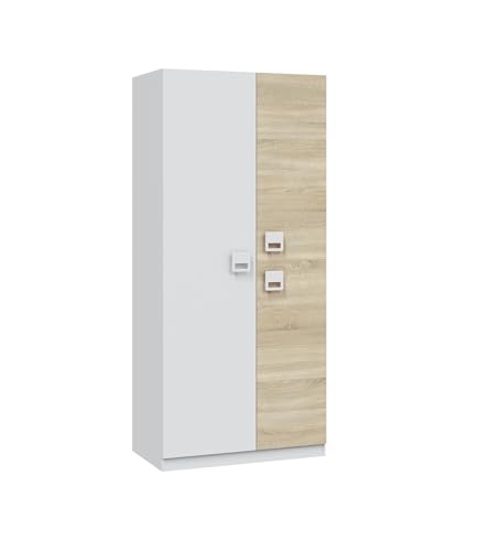 CAMBIA TUS MUEBLES CTM® Armario Tomy 200x90x52 cm – 3 Puertas con Barra y 3 Estantes, Diseño Funcional en Melamina y MDF, Ideal Dormitorio Juvenil o de Invitados