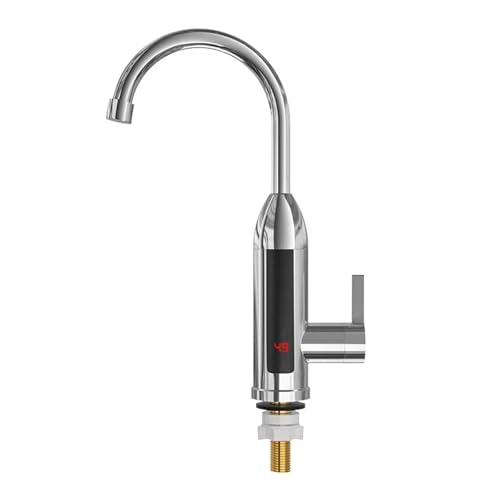 TIEOAXFT Grifo Calentador de Agua eléctrico de Cocina de 3000W, Calentador instantáneo de Agua Caliente, Grifo de calefacción en frío, Calentador de Agua instantáneo sin Tanque(Silver)