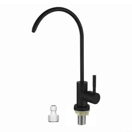 HOHOVYVY Grifo de cocina de acero inoxidable negro para agua potable filtrada, caño giratorio 360°, operación de una sola palanca para sistemas de ósmosis inversa
