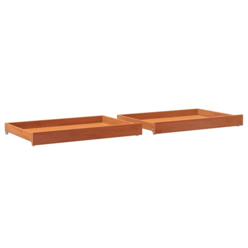vidaXL Tiroirs de Lit de Jour 2 pcs, Meuble de Rangement avec roulettes, Accessoire de Chambre à Coucher, Cire Marron Bois de Pin Massif