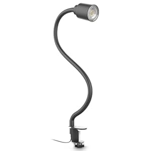B.K.Licht – Lámpara de pinza LED – Lámpara de escritorio con bombilla de 5W GU10 – Lámpara de cuello de cisne – negro 54,5 cm
