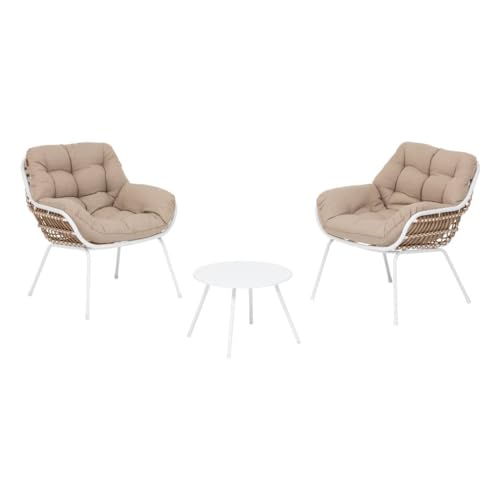 Hespéride - Salon de Jardin Duo Paopao Blanc en Acier traité en epoxy 2 Places