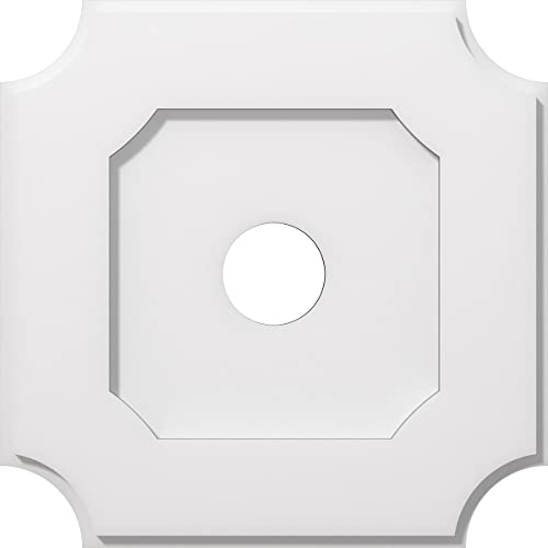 Image of Ekena Millwork CMP16LE-03000 Locke Architectural Grade PVC Contemporary Urethane Ceiling Medallions 16 inchOD x 3 inchID x 9 1 /2 inchC x 1 inchP