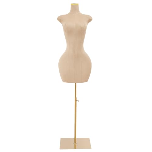 Maniquí soporte para ropa de mujer tipo torso oro claro regulable 210 cm 2