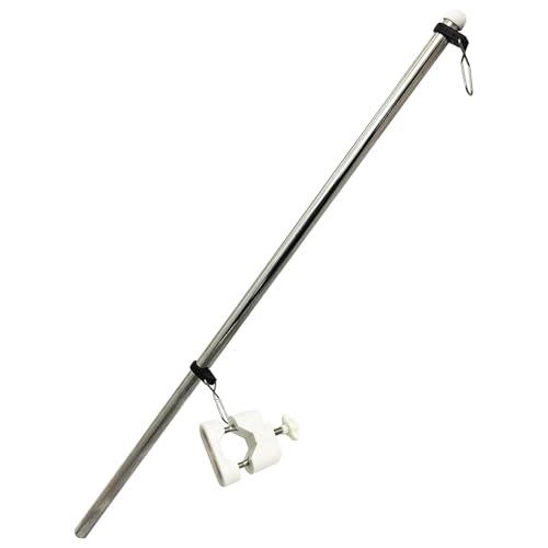 MARINE CITY 304 Stainless Steel Rail Mounted Flag Staff Flag Pole Base | Fits 7/8 Inches to 1 Inch Round and Square Tubes | Ideal for Marines, Boats, Yachts (White)