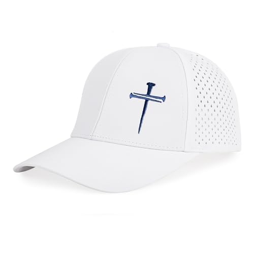 Image of Jesus 3 Nail Cross Hat Christian Religious Gifts for Christma with Embroidered - Adjustable Snapback Baseball Cap