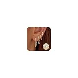 4 pairs Gold Earrings for Women, 14k Gold Plated Dangle Huggie Earrings for Women Trendy Dainty Hoop Earring Stacks Hypoallergenic Pearl Chain Drop Cartilage Earring Fashion Womens Jewelry