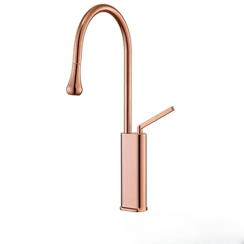 Robinet de cuisine or brossé mono-commande pour gaucher et droitier sans effort