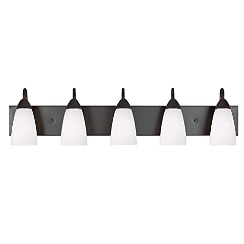 Image of Generation Lighting 4420205-710 Seville Five - Light Wall /Bath Vanity Style Fixture, Bronze, 75 Total Watts, 8.5 Inch Height, 35.88 Inch Wide, Steel Construction