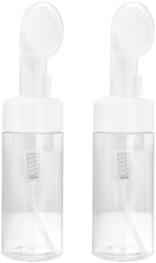 1Pc Transparent Empty Plastic Foam Dispenser Bottle Refillable Foaming Bottles Soap Dispenser Pump Bottles with Gel Head Wash Brush for Cleaning Travel 200ml,Refillable Containers