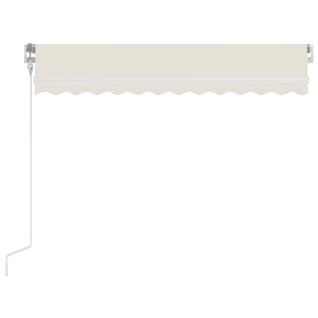 Toldo con brazo articulado, 350 x 250 cm, toldo manual retráctil con manivela, dispensador de sombra para terrazas y balcones, marco de aluminio blanco, tejido de poliéster crema