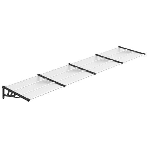 Auvent de Porte d'entrée, Marquise de Porte Extérieur Noir et Transparent 396x90 cm Polycarbonate