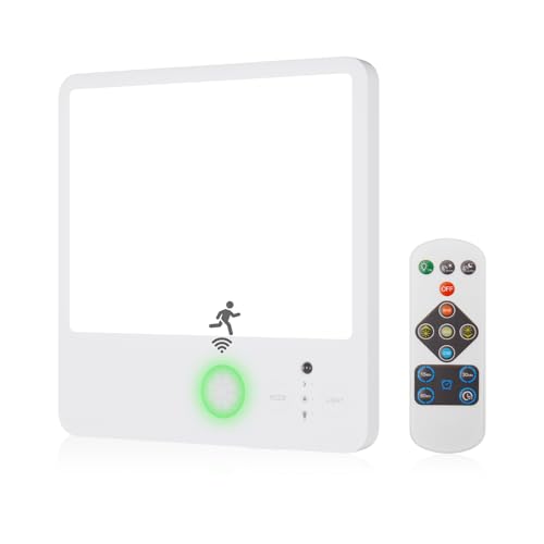 Tnight Lámpara de techo LED nocturna con sensor de movimiento, recargable, para baño y sótano, sin enchufe.