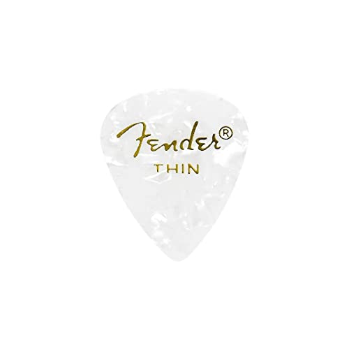 Image of Fender Premium Celluloid Guitar Picks 351 Shape, White Moto, Thin, 12-Pack
