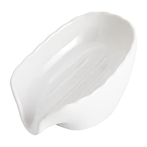 SYJAN HOME Soap Holder,Self Draining Soap Dish,Bar Soap Holder,Easy Clean,Standing Style Ceramic Soap Stand with Stable Base for Shower, Bathroom, Kitchen Sink. (White) Cover