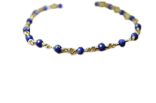 Bracelet lapis lazuli 4mm unisexe pierres naturelles bleues et fermoir or