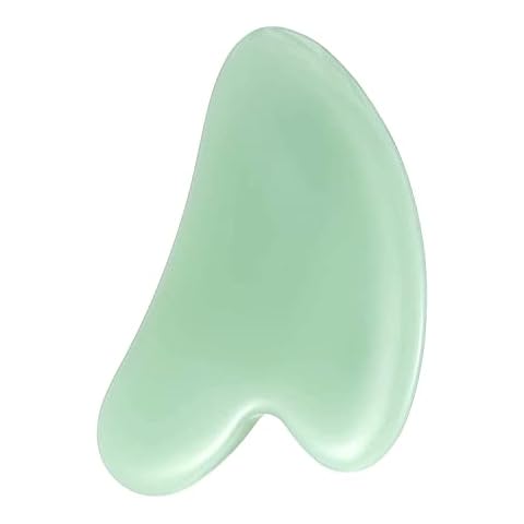 Gua Sha Tool, Jade Stone Guasha Massage Tool for Scraping Facial and SPA, Gua Sha Stone Facial Gua Sha Tools Gua Sha Scraper for Slimmer Face and Contouring Green (Green) Cover