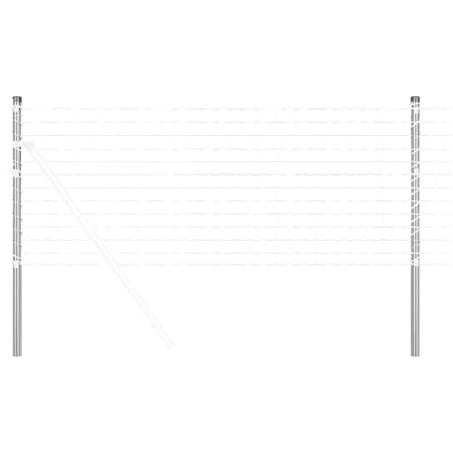 vidaXL Zaunpfosten 2 pcs Silber 100 cm Pulverbeschichteter Stahl, Außenzäune-Pfosten – Gartenzaun für sichere Abgrenzungen, langlebige Trennung und Landschaftsgestaltung