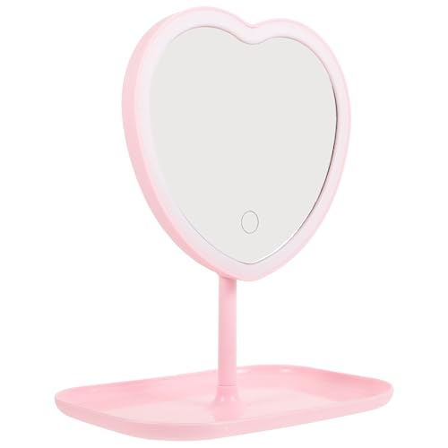Miroir de maquillage de coeur à intensité variable LED rechargeable USB Artibetter