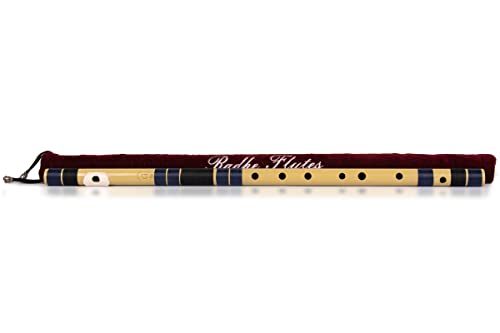 Image of Radhe Flutes PVC Fiber Bass G With Velvet Cover (Beige Flute With Dark blue & Black Threads)