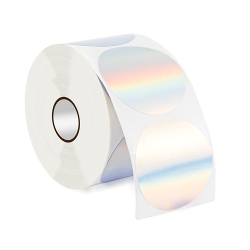 400pcs Holographic Thermal Labels, Silver Thermal Sticker Labels Self-Adhesive Thermal Printer Stickers Premium Thermal Stickers Roll for QR Code DIY Logo Design Name Price Tag(1.97x1.97