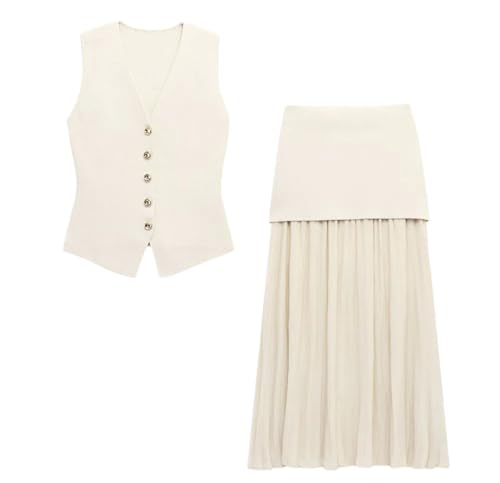 Ensemble débardeur tricoté de haute qualité avec boucle métal