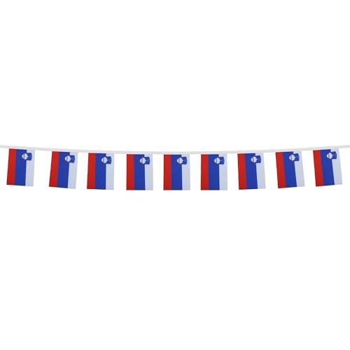Image of AZ FLAG Slovenia 6 meters BUNTING Flag 20 flags 9'' x 6'' - Slovenian STRING flags 15 x 21 cm