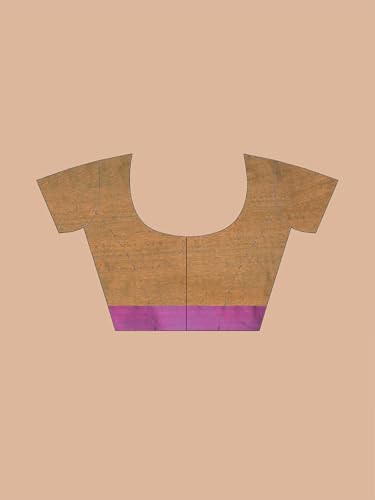 Image of Women's Tissue Cotton Saree | Plain Lightweight Tassel Pallu Saree with Blouse