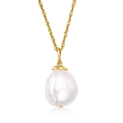 Ross-Simons 12-14mm Cultured Baroque Pearl Pendant Necklace in 18kt Gold Over Sterling