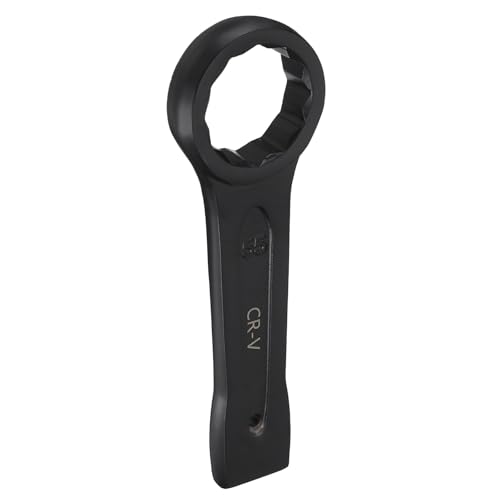 sourcing map Slogging Box End Striking Ring Wrench 55mm Metric CR-V Steel 12-Point Flat Strike Wrench Baking Paint Single Head Spanner Hand Tool for Mechanical Automotive Repair